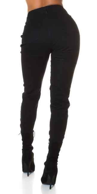 Trendy hoge taille jeans met print zwart